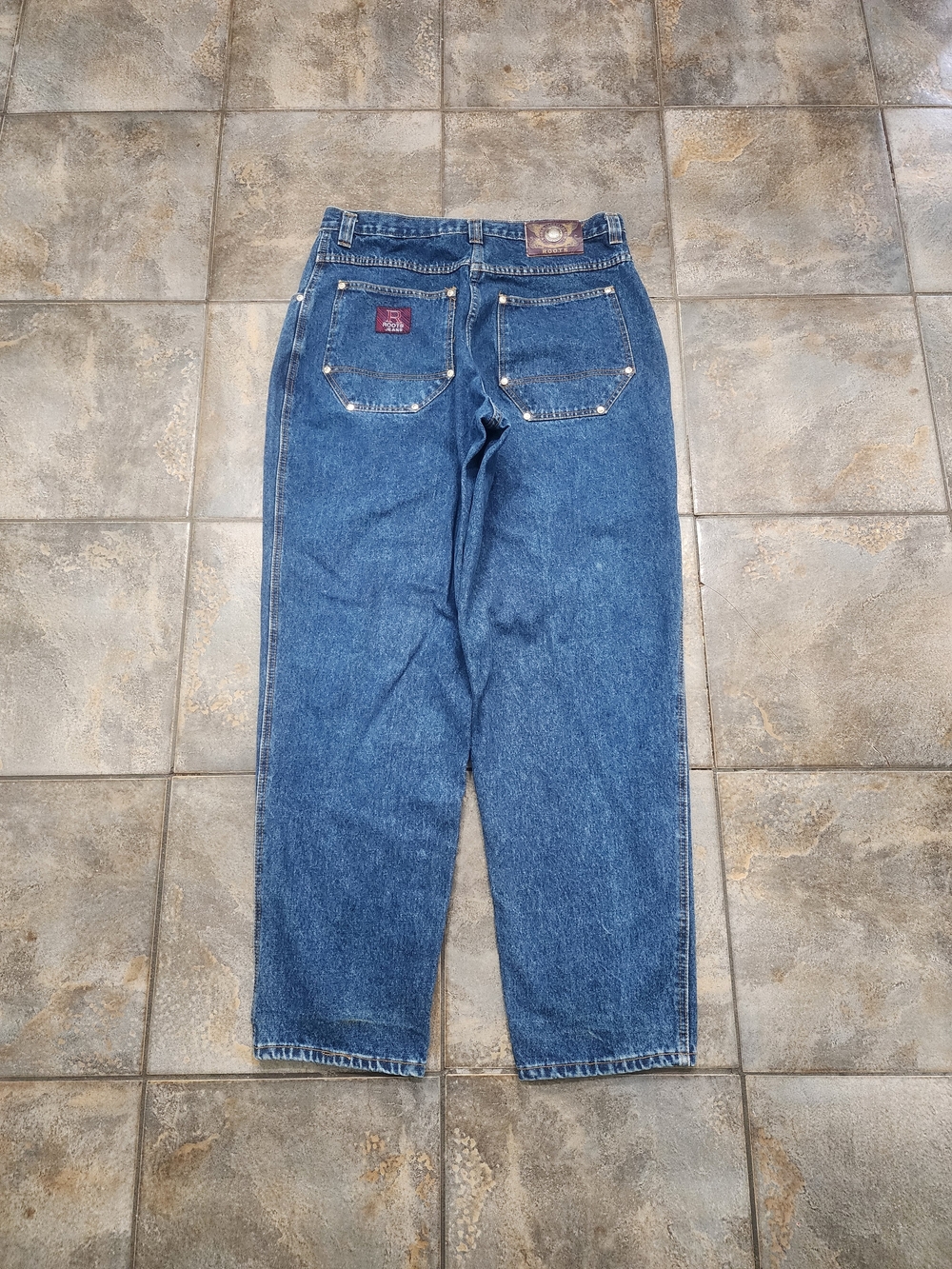 Vintage Y2K Roots Men's 36x32 Baggy Tapered Leg Hip Hop Streetwear Denim Jeans